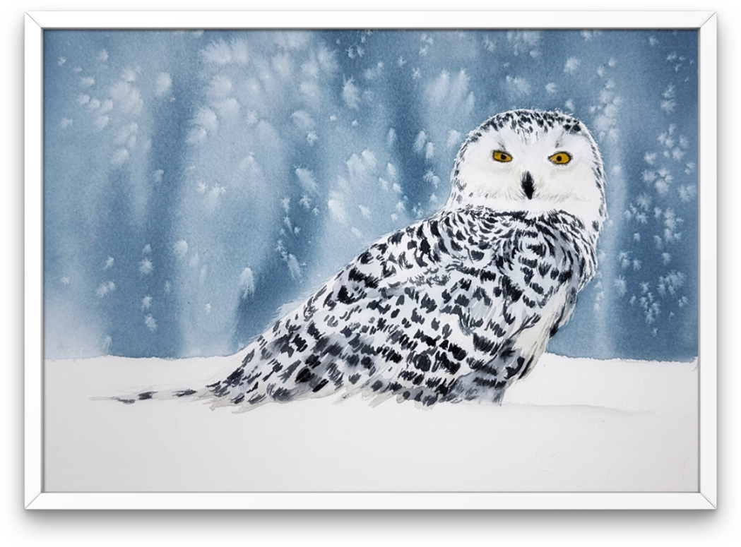 Watercolor Snowy Owl