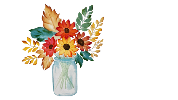 Watercolor Autumn Flowers Mason Jar